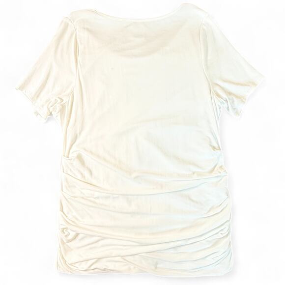 Lysse Off White Shirred Short Sleeve Modal Slimming Shapewear Base Layer Top 1X - Picture 3 of 9